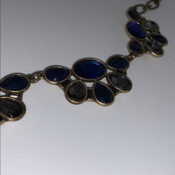 J Crew Blue and Rhinestone Statement Necklace - Picture 3 of 9